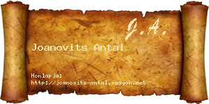 Joanovits Antal névjegykártya